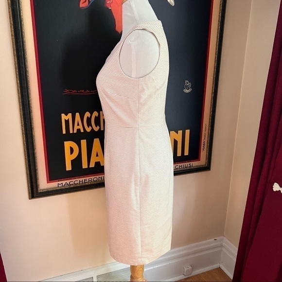 Talbots: NWT Red, Cream and Black Textured Horizontal Striped Dress Size 10 - Picture 5 of 13